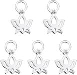 VALYRIA 5pcs 925 Sterling Silver Lotu Charm Pendant Jewelry Making Findings 11mmx10.5mm