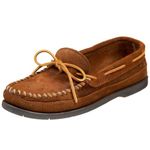 Minnetonka Men's Double Bottom Slip-On, Brown Ruff, 9. 5 M US