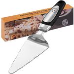 Starchef Cake Pizza Pie Server, Cutter,Slicer Divider,Cutting Spatula,Turner,Double-blades Design,Soft Grip,Stainless Steel, Silver/Black(25cm/10”)