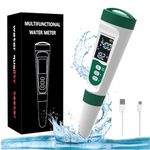 5-in-1 Water Quality Tester for PH/TDS/EC/Salt/Temperature, with USB-Rechargeable & Speech Function, IP67 Digital pH Meter with Auto Calibration and VA for Hydroponics, Garden, Pool, Aquarium