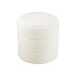 HomePop Upholstered Round Ottoman|HomePop Home Décor|Foot Rest Ottoman - Cream Boucle 17.5 * 17.5 inch