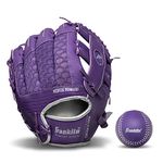 Franklin Sports unisex teen Kids Baseball Gloves Meshtek Child s Tball Glove Ball Set Boys Girls Teeball, Purple/Chrome, 9.5 US