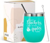 ElegantPark Teacher Gifts for Women Wine Tumbler Teacher Appreciation Gift Teacher Christmas Gifts Tumbler End of Year Teacher Gifts Tumbler with Straw and Lid Mint