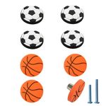 Kalamansi 8pack, Soft Rubber pulls for Kids, Soccer Basketball Shape knobs for Nursery Room (Mixballs)