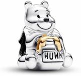 Beads R Us ® - 100th Anniversary Winnie the Pooh with Honey jar in Sterling Silver S925, Compatible with all European style Charm Bracelets and Necklaces.