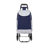 Kono Folding Shopping Trolley Lightweight and Waterproof 2 in 1 Shopping Cart with Insulated Cooling Bag Detachable Stair Climbing Cart for Groceries (Navy-Upgrade)