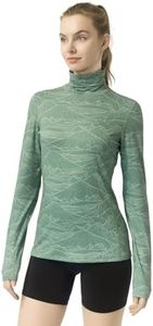 Leapstride Women's Slim Fit Turtleneck Performance Base Layer Long Sleeve Top with Mountain Print, Moisture-Wicking Fabric for Workouts & Outdoor Activities