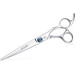 JASON 7" Straight Dog Grooming Scissors Ergonomic Pets Grooming Shears Premium Cats Trimming Kit with Offset Handle and Jewelled Screw