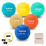 SunNordic 6/9 Pack Seams Plyometric Weighted Baseball Set (3.5-16/35/53/70 oz) - Variable Weight Plyo Baseballs for Improved Power & Pitching Training - for All Skill Levels