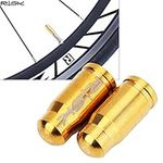 Presta Valve Caps 2Pcs TC4 Titanium Alloy Bike Tire Valve Caps Multi-Color Mountain Road Bicycle Bike Valve Caps Dust Covers for Inner Tube Gas Nozzle (Gold)