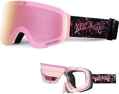 LECAGE Frameless Flip-Up Ski Goggles, Anti Fog Snow Goggles UV400 Protection with Magnetic Interchangeable Lens, UV Protection Snowboarding Goggles for Men Women Youth