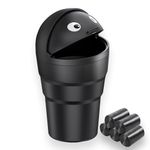 VBGURR Car Bin with Trash Bags，Cute Car Trash Can with Lid，Flip-top Design Car Bins for Front of Car，Small Trash Can for Car, Office, Home (1 PC Car Bin with 5 Rolls Trash Bags)