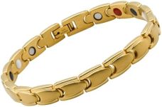 Men's magnetic bracelet, Men's Titanium Steel Strong Magnetic Bracelet, Men's Sports Bracelet, Modern and Simple Style, Suitable for Daily Commuting Wear, Comes With an Adjustable Size Tool, It is a Popular Men's Bracelet. (Gold Magnetic Bracelet)