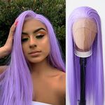 Towarm Purple Wig Long Straight Synthetic Lace Front Wig for Women Lavender Lace Front Synthetic Wig Pre Plucked Natural Hairline with Baby Hair for Women Cosplay Daily Wear Wig (Purple)