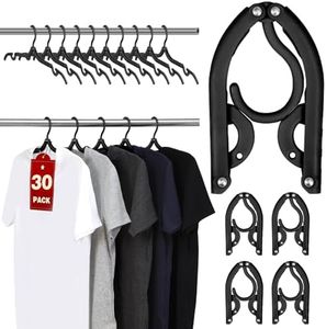 30 Pcs Travel Hangers, Cruise Ship Essentials Foldable Plastic Hangers Travel Essentials, Portable Cruises Must Haves 2026, for Suitcase, RV Camping Airplane Europe Vacation Essential, Black