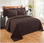 Better Trends Julian Collection in Solid Stripes Design 100% Cotton Tufted Chenille, King Bedspread, Chocolate