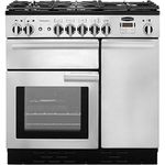 Rangemaster PROP90DFFSS/C Freestanding Range Cooker, Two Fan Ovens, AA Rated, 5 Burner Gas Hob, Stainless Steel
