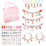 CICIGETI Charm Bracelet Making Kit for Girls, Jewellery Making Kit for 5 6 7 8 9 10 11 12 Year Old Girls, Girls Toys for Arts Crafts for Kids, Gifts & Presents for Teenage Girls, Pink