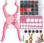 Safety Eye Tool Kit for Amigurumi & Crochet-1150PCS 3D Glitter Safety Eyes,5-30mm Stuffed Animals Safety Eyes Doll Making Supplies,Safety Eye 10-30mm Sizer Tool,Ergonomic Design for Crafting (Pink)