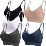 BQTQ 5 Pieces V Neck Tube Top Camisole Bra Seamless Bralettes Comfortable Sleeping Camisole Tank Crop Top with Elastic Straps Removable Pads for Women Girls