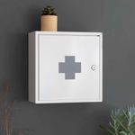 CKB LTD Medicine First Aid Medical Wall Mounted Cabinet Cupboard Locker With 3 Shelves & Lockable - Includes 2 Keys - Crafted in Powder Coated Steel - Small -H30 X W30 X D12cm