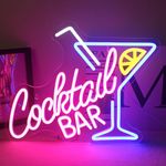 Horseneon Cocktails Bar Neon Sign, Led Neon Bar Sign Cocktail Neon Light Sign for Wall, Blue Pink Led Sign for Beer Bar Man Cave Club Pub Home Restaurant Bar Sign Decor