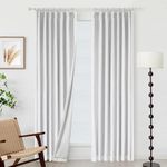 MYSKY HOME 100% White Blackout Pinch Pleated Curtains 84 inches Long for Living Room Bedroom Linen Blended Noise Block Thermal Insulated Window Curtains Soft Drapes with Hooks Back Tab, W40, Pack-2