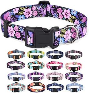Mihqy Collier pour Chien, Motif Tendance avec Boucle à dégagement Rapide, Bohème, Flora, Fleur Géométrique, Tribal Design, Collier Classique, pour Petits, Moyens et Grands Chiens（Rose Fleuri,S）