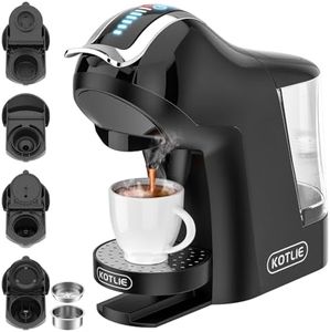 KOTLIE 5in1 19Bar Multicapsule Espresso Coffee Machine, Cold&Hot Brewing Single-Serve Coffee Maker, Cappuccino&Latte Maker for Kcup/Dolce Gusto/Nespresso Original/GroundCoffee/44mm ESE EM-308A/Black