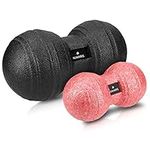 Navaris 2X Peanut Duo Massage Ball - in 2 Sizes self-Massage Duo Ball Fascia Ball Set - Trigger Point Massage Ball - Fascia Balls Black red