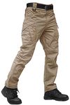 TACVASEN Mens Hiking Cargo Pants Military Pants Men Adventure Pants Windproof Hunting Pants Quick-Dry Outdoor Trousers Waterproof Tactical Pants Khaki