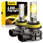 AUXITO H11/H8/H16 LED Fog Light Bulbs, 6000 Lumens 3000K Amber Yellow Light, 300% Brightness, CSP LED Chips Fog Lamps or DRL Replacement for Cars, Play and Plug, Pack of 2