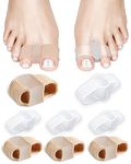 Bunion Toe Separators Gel Bunion Corrector Soft Big Toe Spacers for Feet Women Men Toe Correct, Elasticity Hammer Toe Straightener with 2 Loops (4Nylon+4Gel)