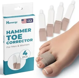 Homergy Hammer Toe Straightener, 4 Pack (Next Generation) Reusable Fabric Buddy Wraps for Broken Toes, Hammertoe Corrector, Crooked Toes, Curled Toes, Bent Toes for Women and Men