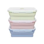 EASYLOCK 3 Pack 1200ML Silicone Food Containers with Lids Collapsible Kitchen Freezer Storage Containers Lunch Boxes Meal Prep Containers