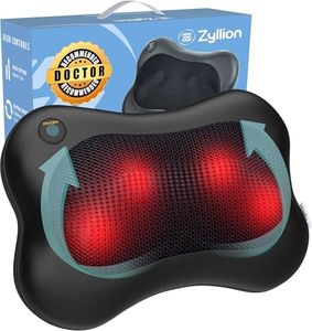 Zyllion Shiatsu Back and Neck Massager with Heat - 3D Kneading Deep Tissue Electric Massage Pillow for Chair, Car, Muscle Pain Relief on Shoulders, Legs, Foot - Doctor Recommended - Black (ZMA-13)