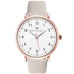 Wristology 29 Styles Maxi Numbers Watch Leather Band - Interchangeable Genuine Leather Strap - Large Easy to Read Nurse Watch with Second Hand for Women, Men, Nurses, Teachers, Olivia, Rose Gold /