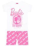 Barbie Tshirt and Shorts 2 Piece Set | Girls Tshirt and Shorts Outfit Set | Girls Summer Clothes| White Size 5