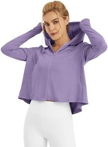 G4Free Zip Up Hoodie Women Rash Guard Long Sleeve Sun Shirt Cooling Athletic UPF 50 Lightweight Clothes (Gray Purple,XS)
