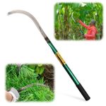 HASTHIP® Sickle Weed Remover Tool - Safety Sickle Garden Tool - Steel Curved Blade Sickle for Cutting Grass with 40CM Long Handle - Hand Weeder Agriculture Tools for Farming Harvesting & Weeding