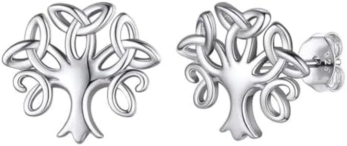 ChicSilver 925 Sterling Silver Stud Earrings for Women Hypoallergenic Tree of Life Earrings Celtic Knot Triquetra Stud Earrings for Women Irish Jewelry for Mother Wife
