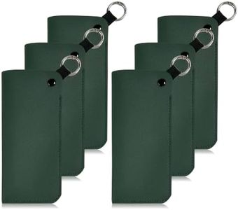 Eyekepper Glasses Case, Soft Leather Pouch, Portable with Clip, 6pcs Green