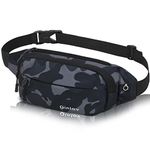 Waterproof Bumbags Waist Fanny Pack Running Belt Ladies Fashion Bum Bag with Adjustable Belt for Sport Running Hiking Jogging Travel Dog wolking Women Men (01CamoBlack)