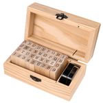 Tinyera 36 Pcs Wooden Rubber Stamps, Mini Alphabet Letter Number Stamps for DIY Craft Card and Photo Album, Craft Ink Stamp Stamper Seal Set with Wood Box, Black