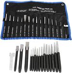 Mechanics Punch and Chisel Set, 16 Pieces Heavy Duty Anti-Rust Mechanics Punches and Chisel Set Pin Centre Taper Cold Gauge for Bolting, Carving, Masonry, Metal Punching and Riveting