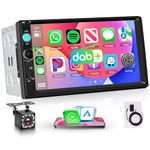 DAB/DAB+ 7 Inch Touchscreen 2 Din Car Radio Wireless Carplay Android Auto Double Din Car Stereo Head Unit Mirror Link, Bluetooth, FM, EQ SWC/USB/TF/AUX/Backup Camera