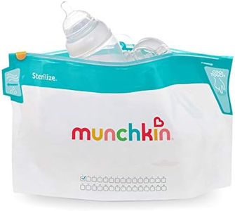 Munchkin Jumbo Microwave Bottle Sterilizer Bags, 180 Uses, 6 Pack, Eliminates up to 99.9% of Common Bacteria, White, Large (8" x 14")