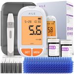 Blood glucose Monitor Kit for Diabetes: AILE Blood Sugar Meter Test Kit Diabetics Machine Test Strips x 50 and Low Pain Lancing Devices x 50 for Home Use Testing Monitoring with Vioce Broadcast