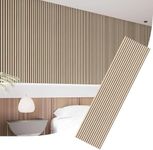 IZODEKORIZODEKOR Acoustic Wall Panels, 3D Wall Panels, Sound Proofing Slat Wall Panelling, MDF Paneling Strips, Acoustic Wall Panels Wood for Media Wall, Acoustic Panels, 4 Pack, 240x60cm | Golden Oak