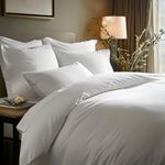 Double Stitch Cotton Tencel Lyocell Duvet Cover Queen - Cooling Duvet Cover Set, Crisp Breathable, Smooth Comforter Cover, Hotel Collection Bedding Set, 1 Duvet Cover, 2 Shams, Bright White